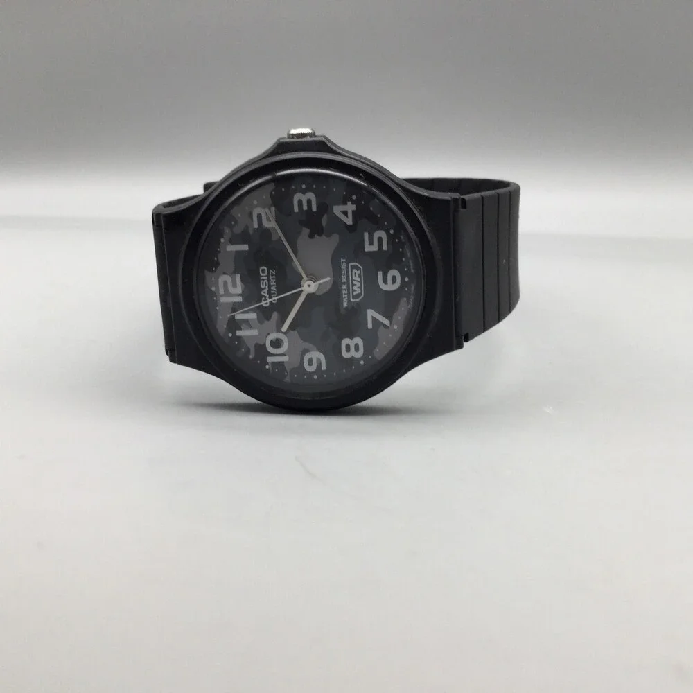 Casio MQ-24 Mens Watch 34mm Black Camo Dial Black Resin Water Resist New Battery